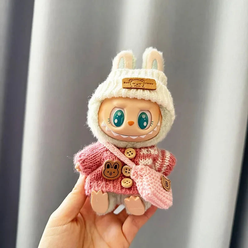 17Cm Toy Doll Clothes for Labalbu Accessories Luxury Backpack New Original Clothing for Labbubu Sweater Outfit Mini Cute Bag Hat