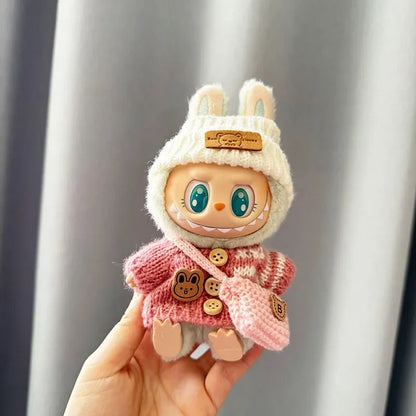 17Cm Toy Doll Clothes for Labalbu Accessories Luxury Backpack New Original Clothing for Labbubu Sweater Outfit Mini Cute Bag Hat