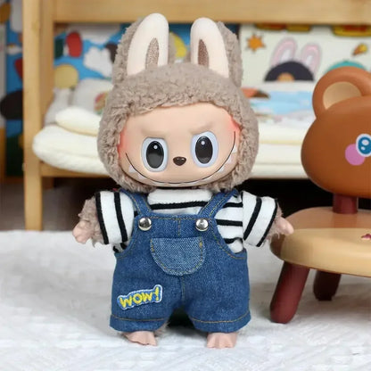 For 15/17Cm Ropa Labubu Doll'S Clothes Outfit Accessories Flower Shirt Leather Jacket Skirt Pants Clothing Gift