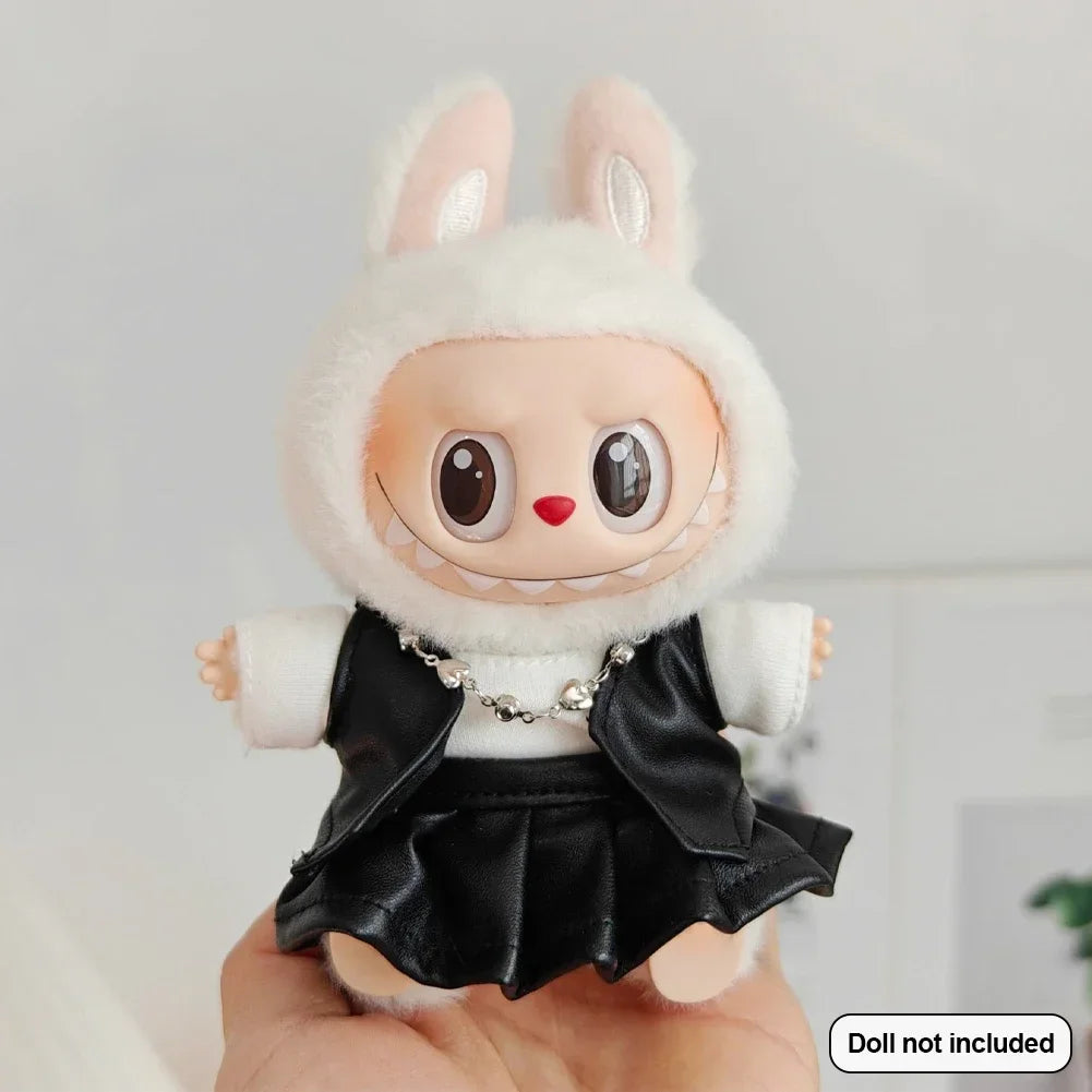 For 15/17Cm Ropa Labubu Doll'S Clothes Outfit Accessories Flower Shirt Leather Jacket Skirt Pants Clothing Gift
