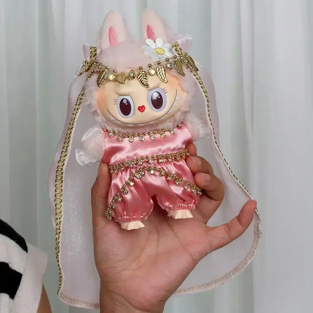 For 15/17Cm Ropa Labubu Doll'S Clothes Outfit Accessories Flower Shirt Leather Jacket Skirt Pants Clothing Gift