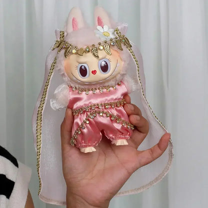 For 15/17Cm Ropa Labubu Doll'S Clothes Outfit Accessories Flower Shirt Leather Jacket Skirt Pants Clothing Gift