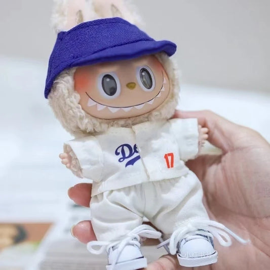 Labubu Doll Clothes 15/17Cm Labubu Clothes Sitting Party Number 17 Baseball Clothes Children'S Clothes Diy Doll Accessories Gift