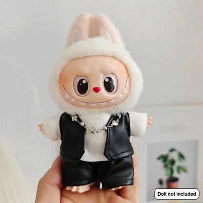 For 15/17Cm Ropa Labubu Doll'S Clothes Outfit Accessories Flower Shirt Leather Jacket Skirt Pants Clothing Gift