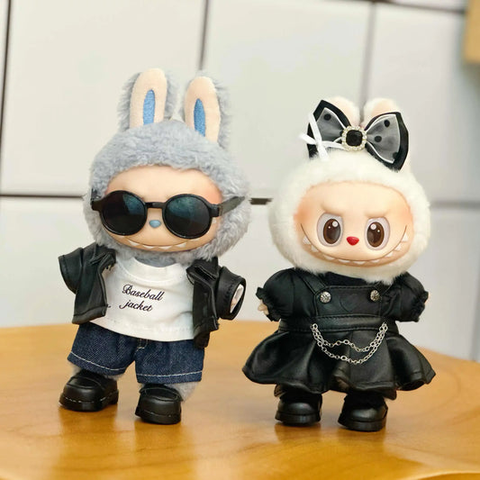For 15/17Cm Ropa Labubu Doll'S Clothes Outfit Accessories Flower Shirt Leather Jacket Skirt Pants Clothing Gift