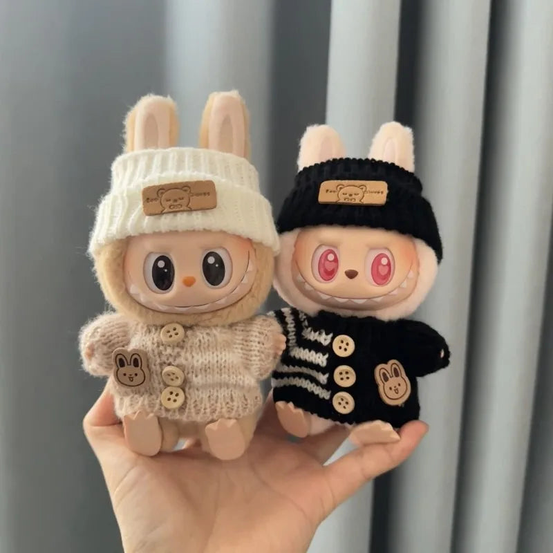 17Cm Toy Doll Clothes for Labalbu Accessories Luxury Backpack New Original Clothing for Labbubu Sweater Outfit Mini Cute Bag Hat