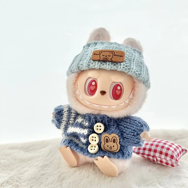 17Cm Toy Doll Clothes for Labalbu Accessories Luxury Backpack New Original Clothing for Labbubu Sweater Outfit Mini Cute Bag Hat